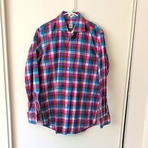 Peter Millar Mens Med Long Sleeve Button Down Shirt Plaid Preppy Office Casual